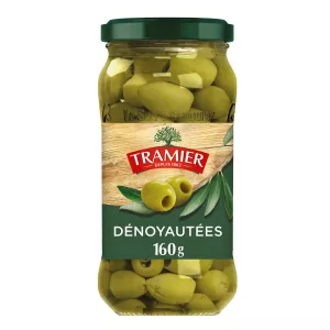Olives Vertes Dénoyautées Natures 160g - Tramier