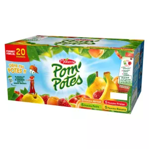 Compotes en gourde assortiment 20x90g - POM' POTES
