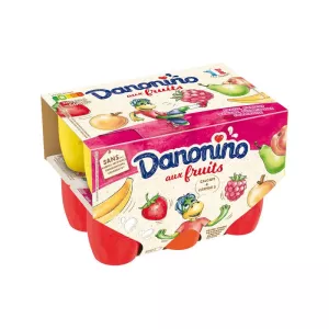 フルーツイチゴとラズベリーアプリコットピーチ/梨12x50を添えた小さなスイス - Danone