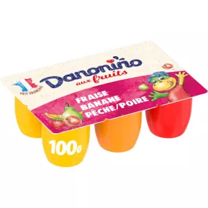 フルーツストロベリーバナナピーチピーチペアダノニノ6x100gの小さなスイス - Danone