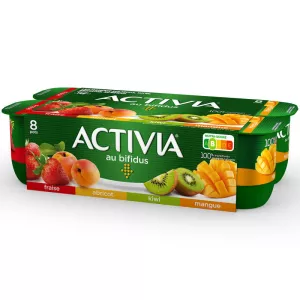 Йогурт Bifidus Fruit Клубника Абрикос Киви Манго 8х125г - Activia