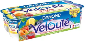 フルーツヨーグルト レモン ブルーベリー アプリコット ストロベリー ヴルーテ フルーツ 8x125g - Danone