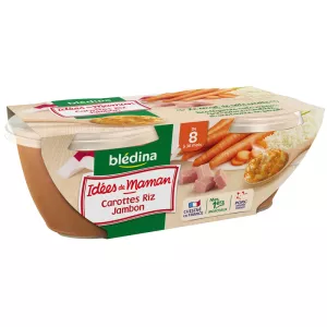 Pots carottes/riz/jambon dès 8mois 2x200g - BLEDINA