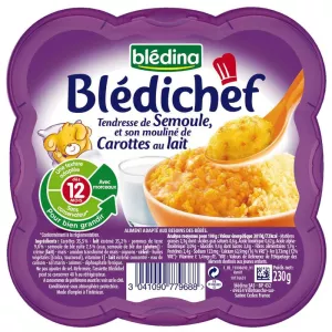 Plat bébé semoule/carottes dès 12 mois 230g - BLEDINA