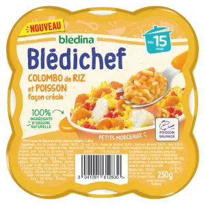 Blédichef Plat bébé dès 15 mois colombo de riz et poisson façon créole 250g - BLEDINA