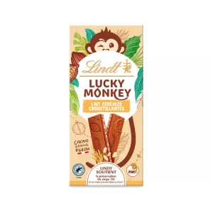 Tablette De Chocolat Lait Céréales Croustillantes Lucky Monkey 100g - LINDT
