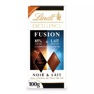 Tablette de chocolat excellence fusion noir 85% fleur de sel et lait 100g - LINDT