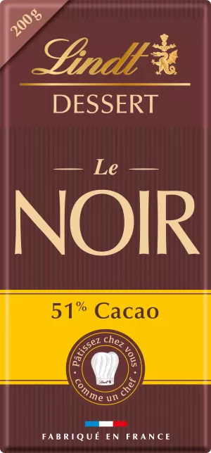 Dessert Noir 51% Cacao  Tablette 200 G - LINDT