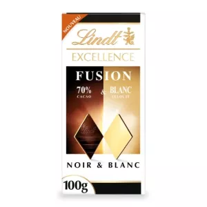 Tablette de chocolat excellence fusion noir 70% et blanc 100g - LINDT