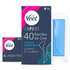 Bandes de Cire Expert Corps et Jambes Peaux Sensibles Epilation Longue Durée - VEET