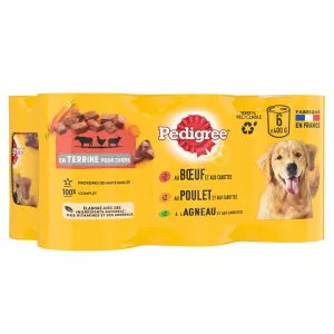 Pâtée pour chien Adulte au bœuf, au poulet & agneau 6x400g - PEDIGREE