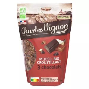 Muesli Croccante Bio Cereali 3 Cioccolatini 375g - Charles Vignon