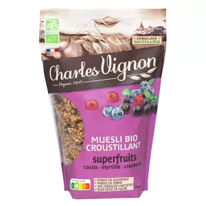 Cereais Muesli Crocantes de Superfrutas Orgânicas 375g - Charles Vignon