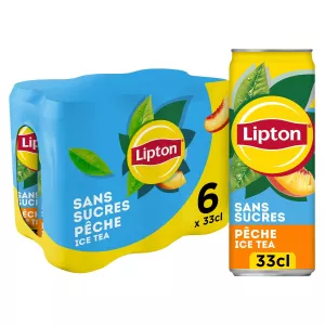 पीच फ्लेवर आइस्ड टी ड्रिंक बिना चीनी 6x33 सीएल - Lipton