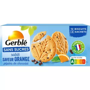 Galleta con chispas de chocolate y naranja sin azúcar 132g - Gerble