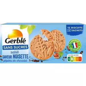 Biscuit Sablé Noisette Pépites Chocolat Sans Sucres 132g - Gerble