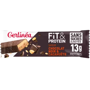 Barretta Fit & Protein al gusto di cioccolato fondente e arachidi senza zuccheri aggiunti 45g - GERLINÉA