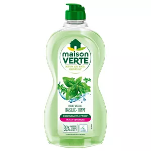 Liquide Vaisselle Hypoallergénique Basilic et Thym Dégraissant à Froid pour Peaux Sensibles 500ml - MAISON VERTE
