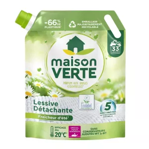 Lessive Liquide Hypoallergénique Détachante Fraîcheur d'Eté pour Peaux Sensibles 1,485L - MAISON VERTE