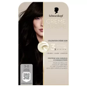 Coloration Permanente 3-0 Châtain Profond Soin Systeme HaptIQ Crème Supreme - SCHWARZKOPF