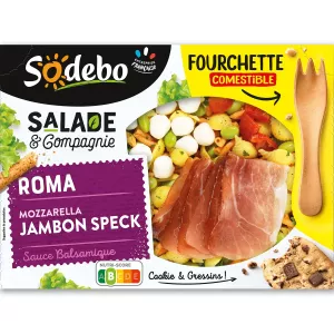 Salade Roma Pâtes Jambon Speck Crudités Mozzarella 320g - Sodebo