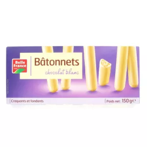 क्रिस्पी व्हाइट चॉकलेट स्टिक 150 ग्राम - BELLE FRANCE