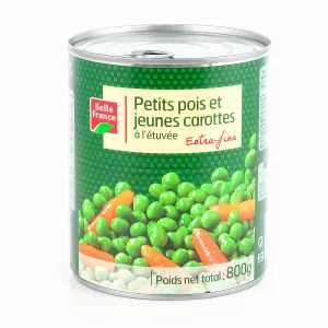 Petits Pois Et Jeunes Carottes Extra Fins 800g - BELLE FRANCE