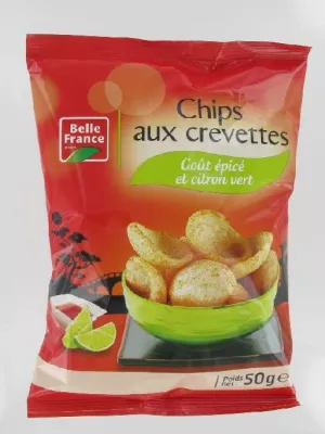 Garnalenchips pittige smaak en limoen 50g - BELLE FRANCE