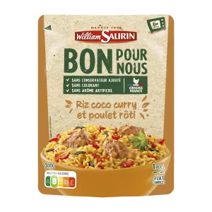 Plat Cuisiné Riz Coco Curry Poulet Rôti Bon Pour Nous 300g - William Saurin