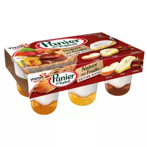 Natuurlijke Yoghurt op een Bedje van Fruit Rabarber Nectarine Zwarte bes 6x140g - Panier De Yoplait