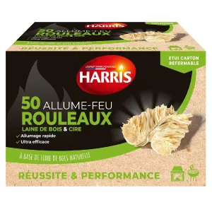Allume-Feu Rouleaux laine De Bois & Cire x50 - HARRIS