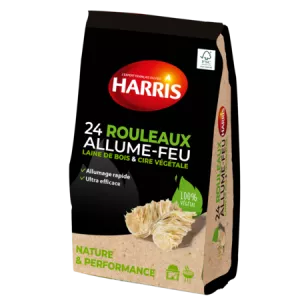 Rouleaux Allume Feu à la Laine de Bois et Cire Végétale 24 rouleaux - HARRIS