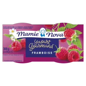 Yaourt gourmand à la framboise avec morceaux  2x150g - MAMIE NOVA