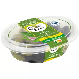 Olives Vertes Et Noires Dénoyautées Aux Herbes, Doux 200g - Croc'frais