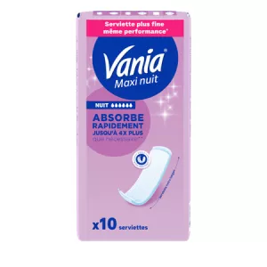 Serviette Hygiènique Maxi Nuit x10 - VANIA