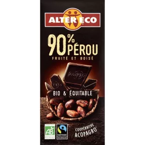Chocolat Noir 90% Pérou 100g - Alter Eco