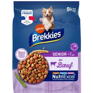Croquettes pour chien Adulte Senior+ au bœuf & aux légumes 9KG - BREKKIES