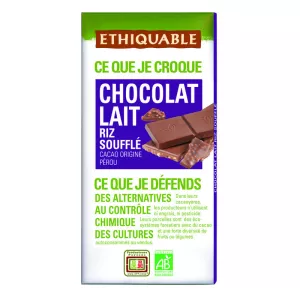 Tablette De Chocolat Au Lait Riz Soufflé Pérou Bio 100g - Ethiquable