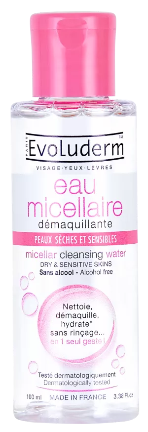 Eau Micellaire Peaux Seches Sensibles 100ml - EVOLUDERM