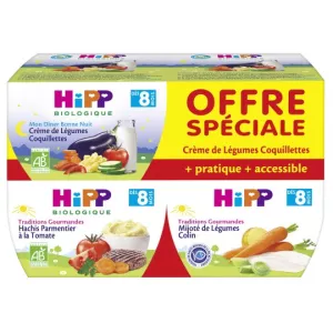 Assortiment plats bébé BIO 8 mois 4x190g - HIPP