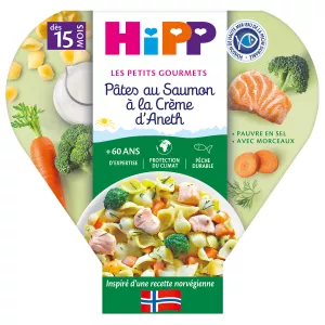 Les petits gourmets pâtes au saumon à la crème d'aneth dès 15 mois, plat 250g, HIPP BioLOGIQUE