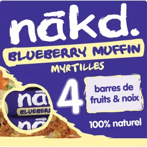 ブルーベリーマフィンバー 生のフルーツとナッツバー 4 x 35g - NAKD