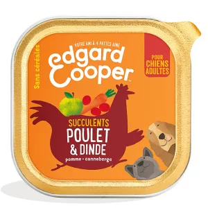 Pâtée pour chien Adulte au poulet, à la dinde sans céréales 300g - EDGARD COOPER