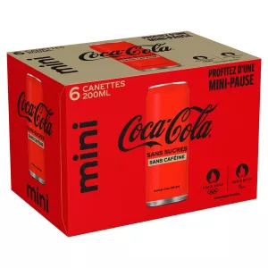 Refrigerante Sem Açúcares Sem Cafeína mini 6x20cl - Coca-cola