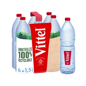 Eau minérale naturelle plate 6x1,5L - VITTEL