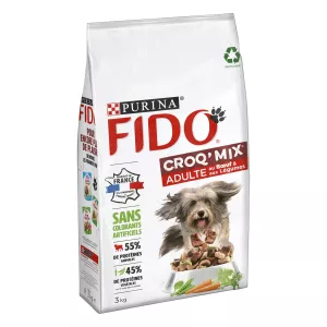 Croq' kuchanganya kibble kwa mbwa wazima na nyama ya ng'ombe na mboga 3kg - PURINA FIDO
