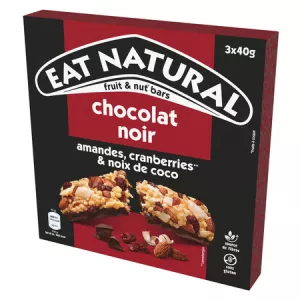 グルテンフリー クランベリー、アーモンド、ココナッツ、ダーク チョコレート バー 3x40g - Eat Natural