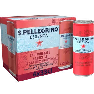Eau gazeuse aromatisée Orange Sanguine Framboise Noire 6x33cl - SAN PELLEGRINO ESSENZA