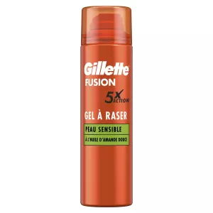 Gel À Raser Pour Peaux Sensibles À L’Huile D’Amande Douce Fusion 200ml - GILLETTE