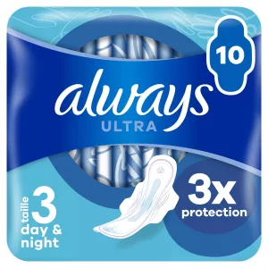 Serviettes Hygiéniques avec Ailettes Day & Night Taille 3 Ultra x10 - ALWAYS